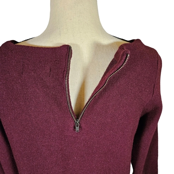 Nanette Lepore Wool Blend Sweater, Burgundy/Grey, Medium - Picture 4 of 9
